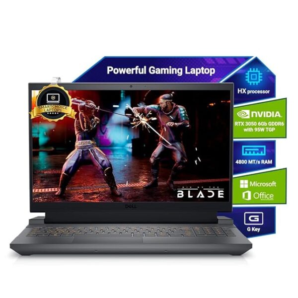 Dell G15-5530 Intel Core i5-13450HX| NVIDIA RTX 3050, 6GB (16GB RAM|1TB SSD, FHD|Win 11|MS Office' 21|15.6" (39.62cm)|Dark Shadow Grey|2.65Kg|Gaming Laptop
